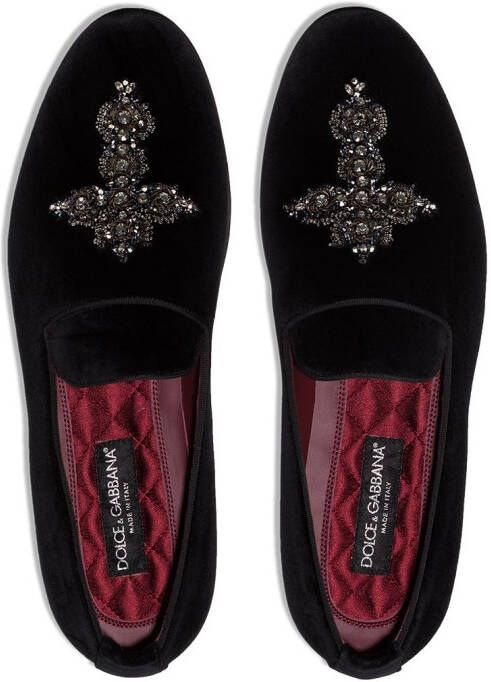 Dolce & Gabbana Vatican fluwelen slippers Zwart