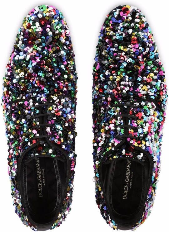 Dolce & Gabbana Veterschoenen verfraaid met pailletten Zwart