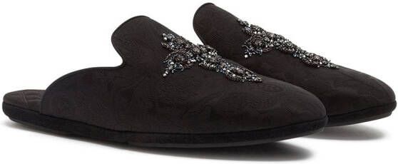 Dolce & Gabbana Young Pope slippers met borduurwerk Zwart