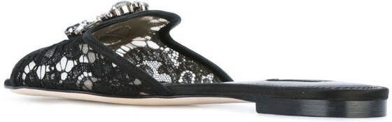 Dolce & Gabbana Rainbow Lace sandalen met broche Zwart