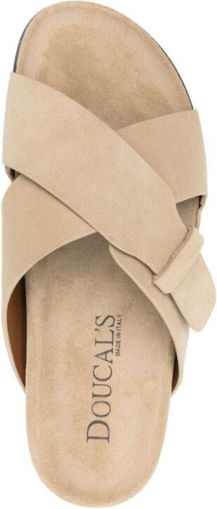 Doucal's cross-strap suede sandals Beige