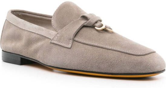 Doucal's strap-detailing suede loafers Beige