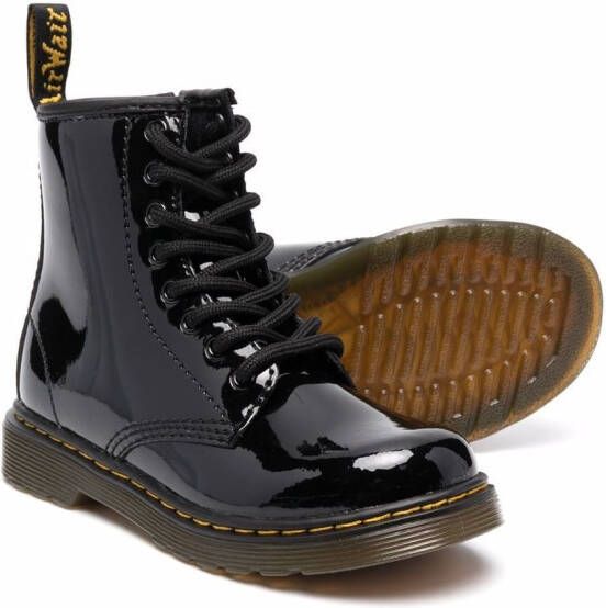 Dr. Martens Kids 1460 lakleren enkellaarzen Zwart