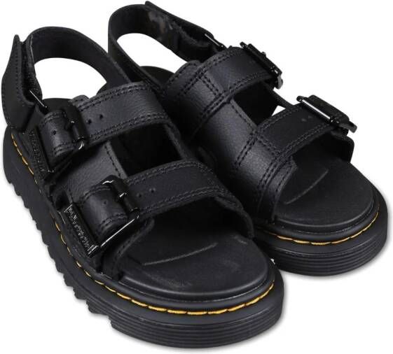 Dr. Martens Kids Varrel leren sandalen Zwart