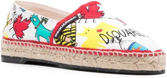 DSQUARED2 Espadrilles met logoprint Wit