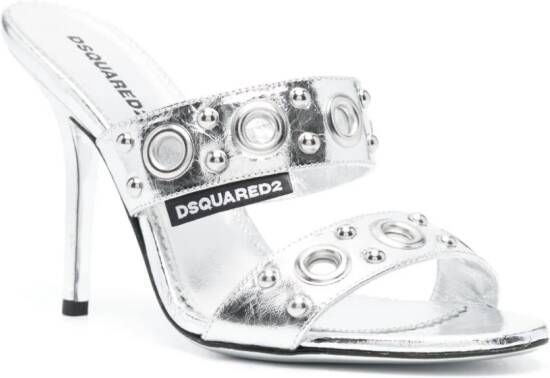 DSQUARED2 110 mm Gothic leren muiltjes Zilver
