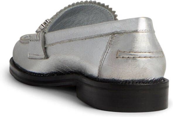 Dsquared2 Gothic metallic leren loafers Zilver