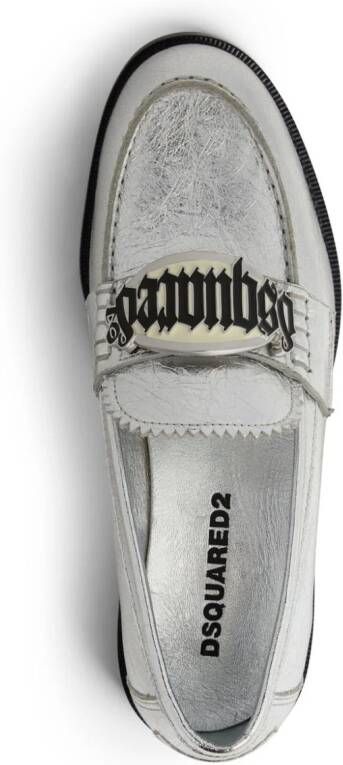 Dsquared2 Gothic metallic leren loafers Zilver
