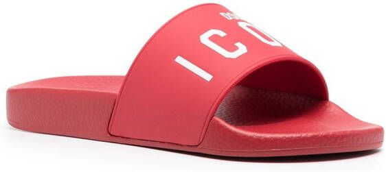 DSQUARED2 Icon slippers met print Rood