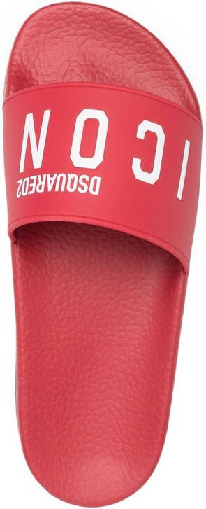DSQUARED2 Icon slippers met print Rood