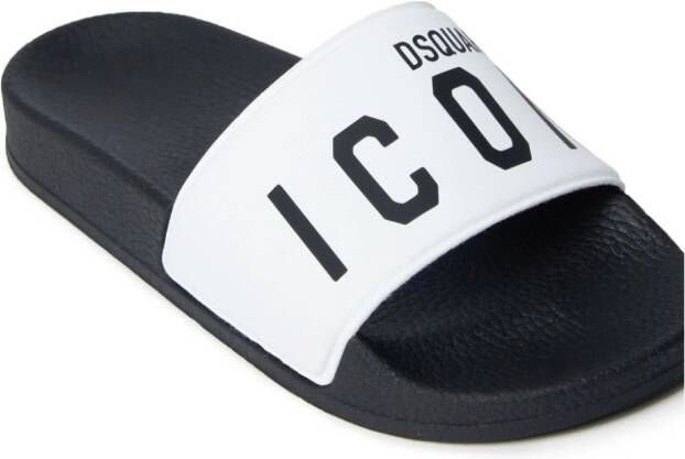 Dsquared2 Kids Icon slippers met logoprint Wit
