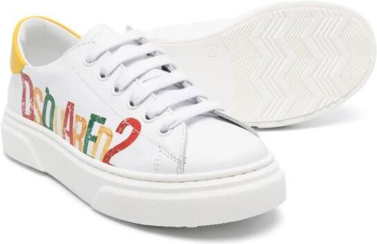 Dsquared2 Kids Leren sneakers met logoprint Wit