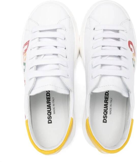 DSQUARED2 KIDS Leren sneakers met logoprint Wit