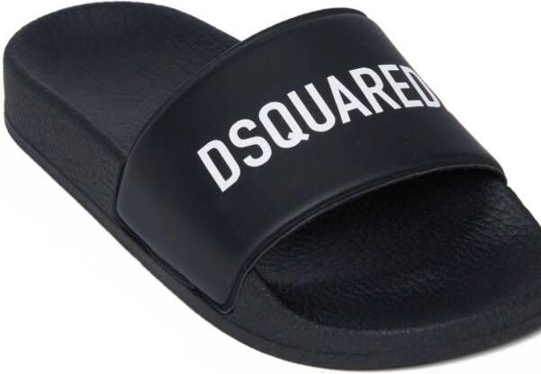 Dsquared2 Kids Slippers met logoprint Zwart