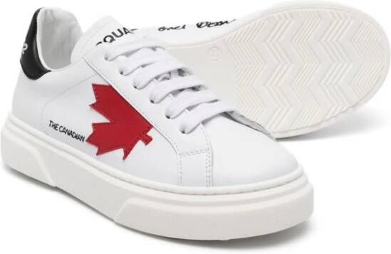 Dsquared2 Kids maple-leaf leather sneakers Wit