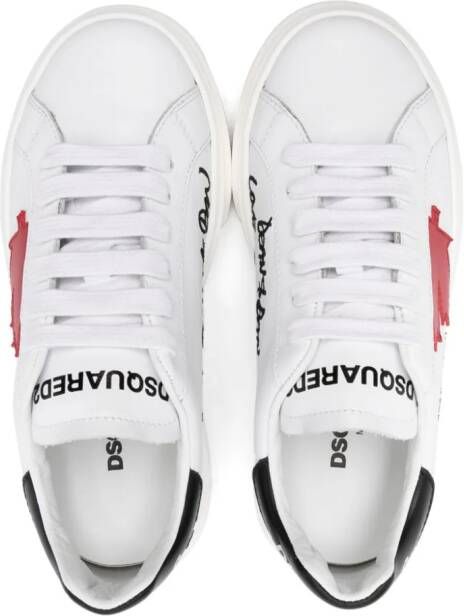 Dsquared2 Kids maple-leaf leather sneakers Wit