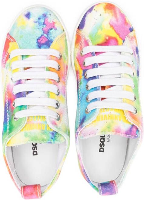 DSQUARED2 KIDS Canvas sneakers met tie-dye Roze