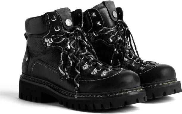 Dsquared2 leather hiking boots Zwart