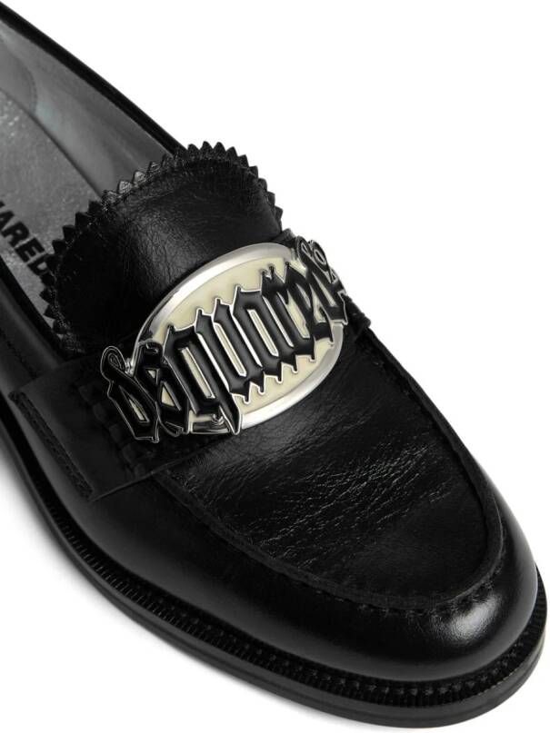 Dsquared2 Leren loafers met logoplakkaat Zwart