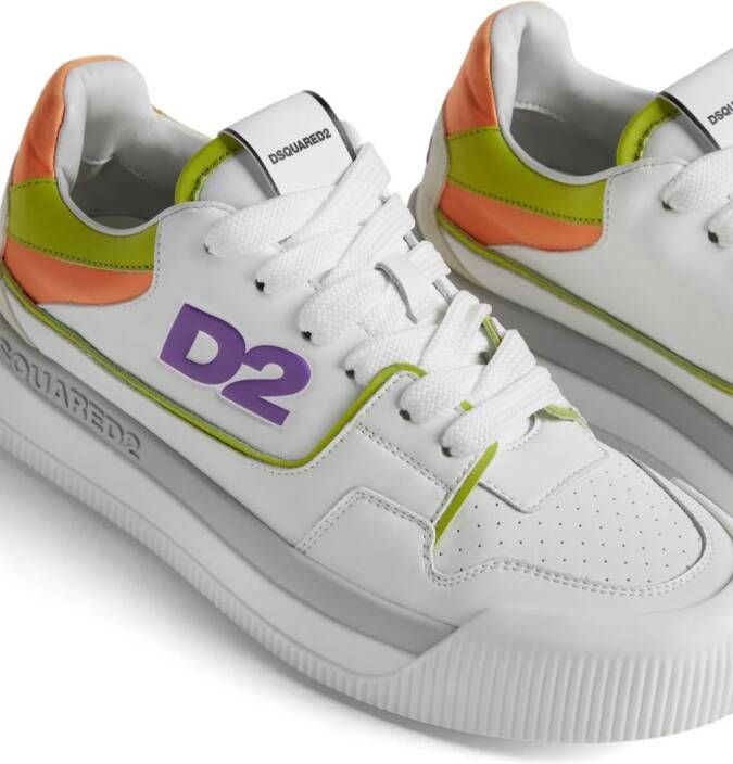 Dsquared2 Leren sneakers met logo-reliëf Wit
