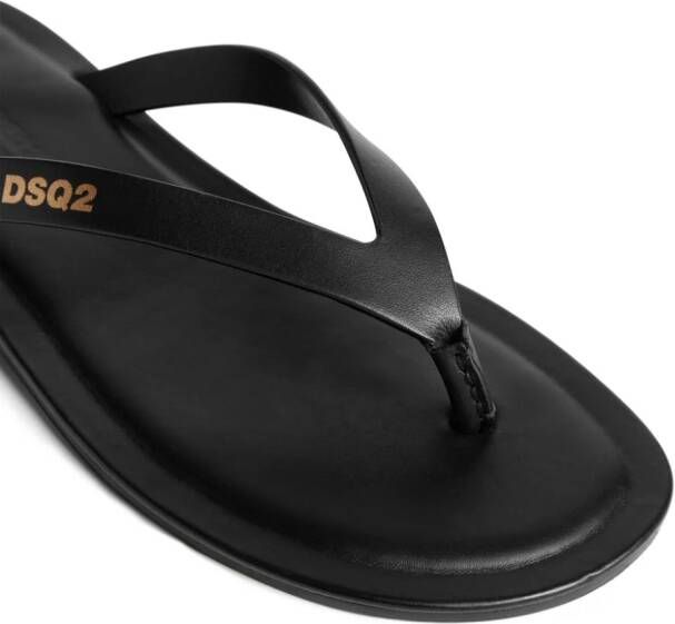 Dsquared2 Leren teenslippers Zwart