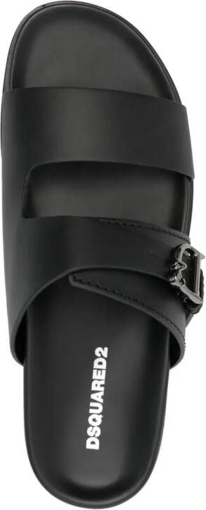 DSQUARED2 Slippers met logo gesp Zwart