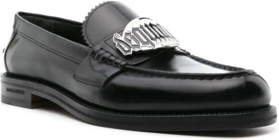 Dsquared2 Leren loafers met logoplakkaat Zwart
