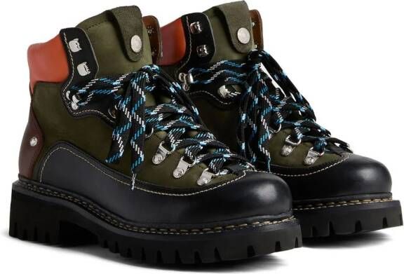 Dsquared2 panelled leather hiking boots Zwart