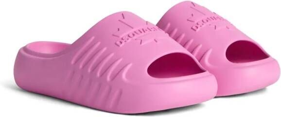 Dsquared2 Slippers met logo-reliëf en open neus Roze