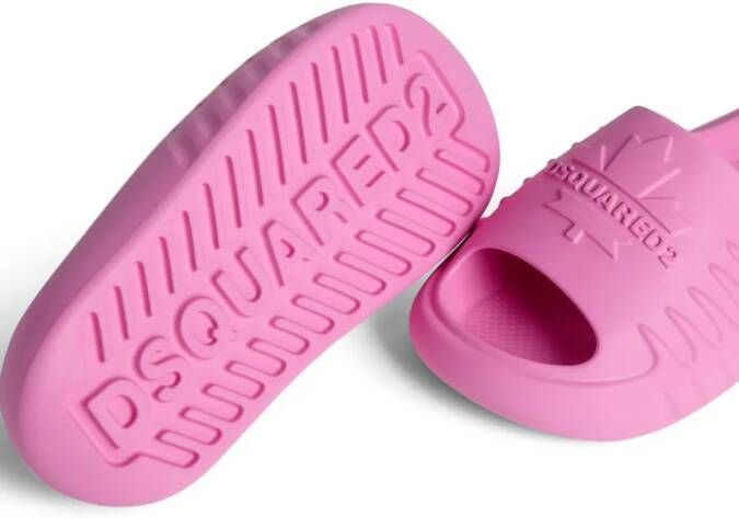 Dsquared2 Slippers met logo-reliëf en open neus Roze