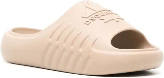 Dsquared2 Slippers met logo-reliëf en plateauzool Beige