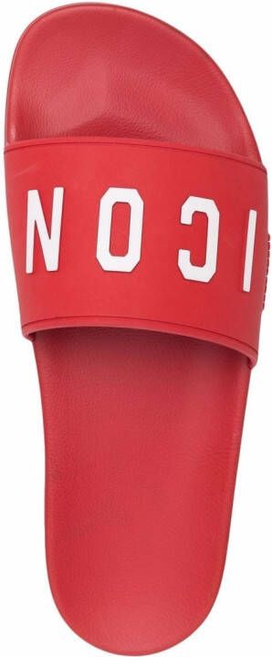 Dsquared2 Slippers met logo-reliëf Rood