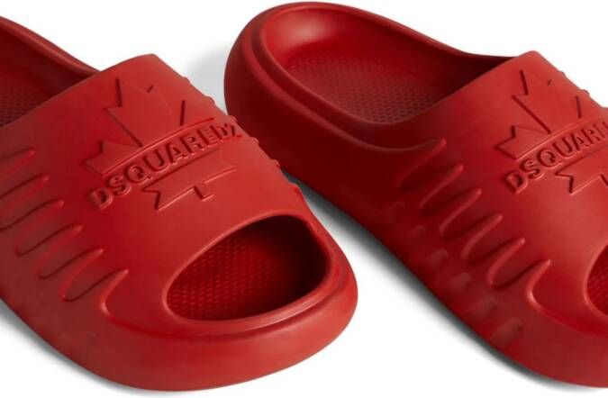 Dsquared2 Slippers met logo-reliëf Rood