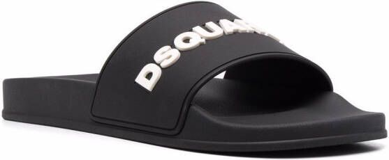 Dsquared2 Slippers met logo-reliëf Zwart