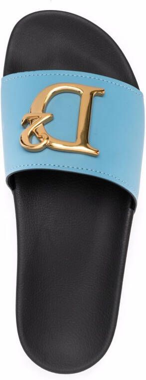 DSQUARED2 Slippers met logoplakkaat Blauw