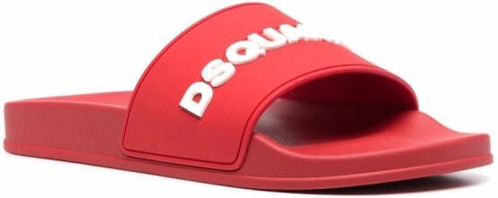 DSQUARED2 Slippers met logoprint Rood