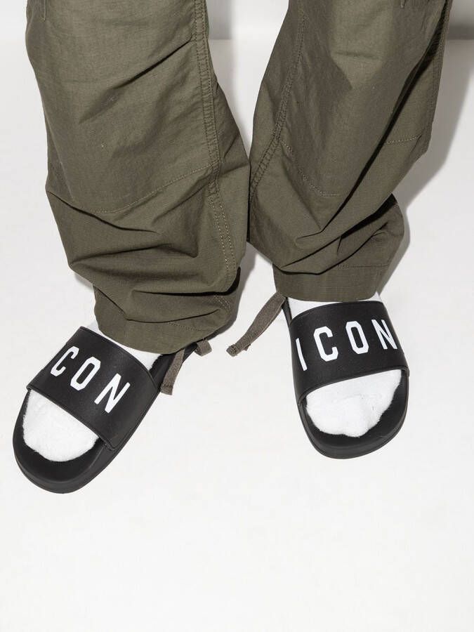 Dsquared2 Slippers met logoprint Zwart