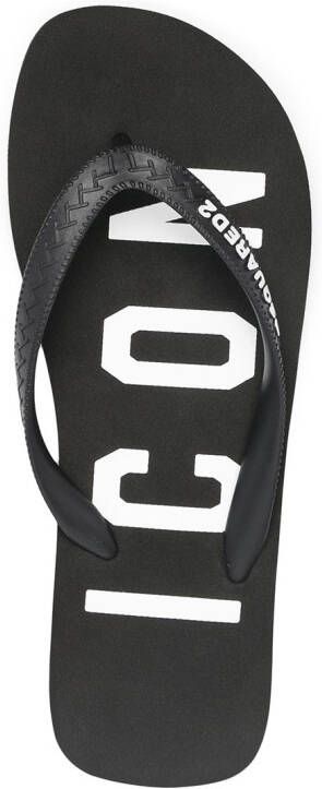 Dsquared2 Teenslippers met logoband Zwart