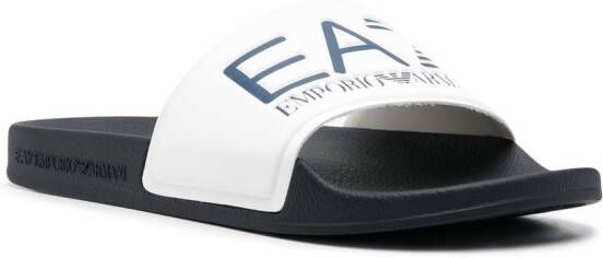 Ea7 Emporio Armani Badslippers met logoprint Wit