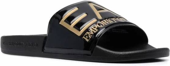 Ea7 Emporio Armani Slippers met logo-reliëf Zwart