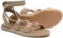 Elisabetta Franchi La Mia Bambina Leren sandalen met striksluiting Beige - Thumbnail 2