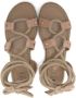 Elisabetta Franchi La Mia Bambina Leren sandalen met striksluiting Beige - Thumbnail 3