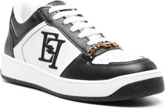 Elisabetta Franchi Leren sneakers met geborduurd logo Wit