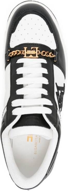 Elisabetta Franchi Leren sneakers met geborduurd logo Wit