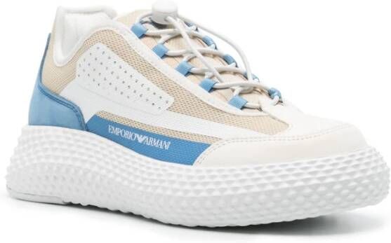 Emporio Armani Chunky sneakers met vlakken en mesh Wit