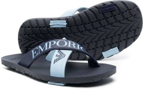 Emporio Armani Kids Sandalen met logobandje Blauw