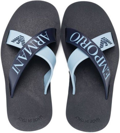 Emporio Armani Kids Sandalen met logobandje Blauw