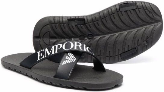 Emporio Armani Kids Slip-on sandalen Zwart
