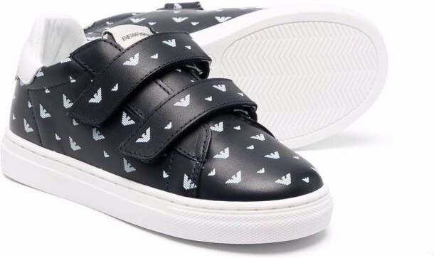 Emporio Armani Kids Sneakers met klittenband Blauw