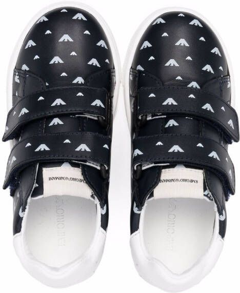 Emporio Armani Kids Sneakers met klittenband Blauw